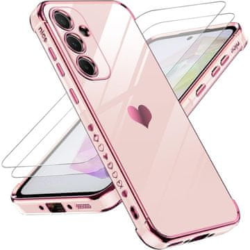 GS Futrola za Samsung Galaxy A54 5G, Elektro srce, ružičasto zlatna + 2x 9H staklo