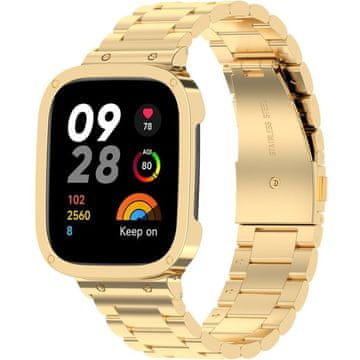 GS Čelična narukvica za Xiaomi Redmi Watch 3, zlatna
