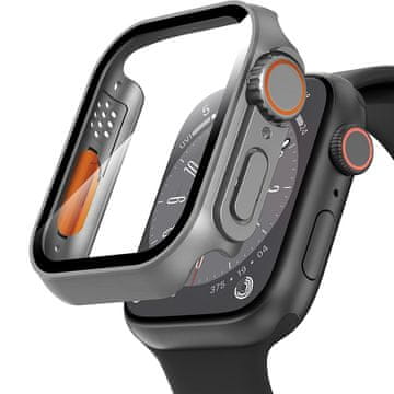 GS 2u1 futrola + kaljeno staklo za Apple Watch 7/8/9 41MM, siva/narančasta