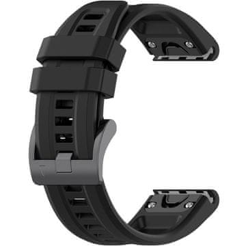GS Silikonski remen QuickFit 20 mm za Garmin Fenix 5S/6S/7S/8 43 mm, crni