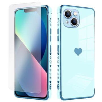 GS Set futrola za Apple iPhone 13, elektro srce, plava + staklo