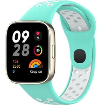GS Silikonski remen za Xiaomi Redmi Watch 3, tirkizna/bijela