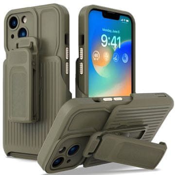 GS Armor maska s kopčom za remen za iPhone 14, s kopčom, zelena