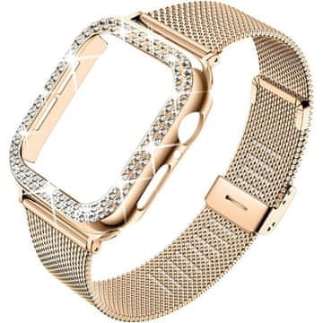 GS Apple Watch 7/8/9 41mm ružičasto-zlatna dijamantna narukvica + kućište