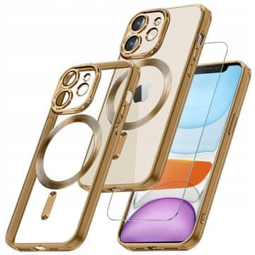 GS Futrola za iPhone 11, Electro MagSafe, zlatna + zaštitna folija za ekran