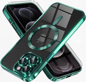 GS Futrola za iPhone 12 Pro, Electro MagSafe, zelena + zaštitna folija za ekran