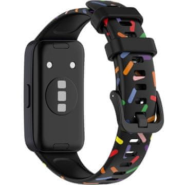GS Silikonska traka za Huawei Band 8 / Huawei Band 9 / Huawei Band 10, crna / višebojna