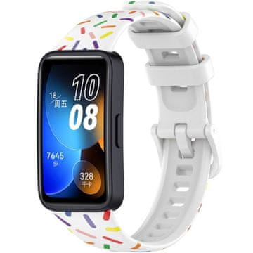 GS Silikonska traka za Huawei Band 8 / Huawei Band 9 / Huawei Band 10, bijela / višebojna