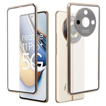 Overboard Futrola za Realme 11 Pro 5G / Pro+ 5G, magnetsko dvostruko staklo, zlatna
