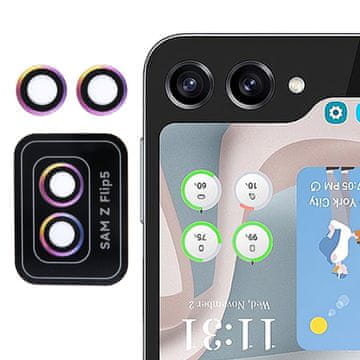 GS Kaljeno staklo za stražnju kameru za Samsung Galaxy Z Flip5 5G, s metalnim okvirom, u boji