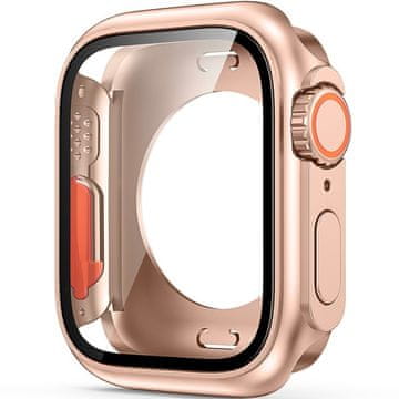 GS 2u1 futrola + kaljeno staklo za Apple Watch 7/8/9 41MM, ružičasto zlatna/narančasta