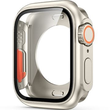 GS 2u1 futrola + kaljeno staklo za Apple Watch 4/5/6/SE 44MM, bež/narančasta