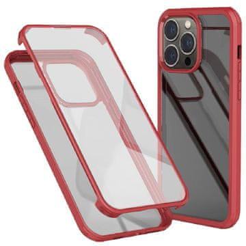 GS Futrola s kaljenim staklom i TPU okvirom za iPhone 14 Pro Max, crvena