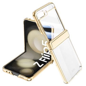 GS Futrola sa staklom za Samsung Galaxy Z Flip5 5G, PC futrola, zlatna