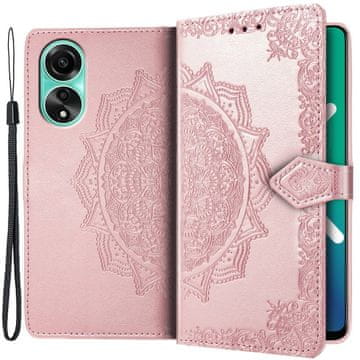 GS Preklopna maskica za Oppo A98 5G, Mandala, ružičasto zlatna
