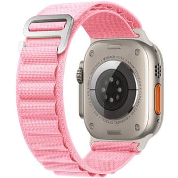 GS Najlonski remen za Apple Watch 1/2/3/4/5/6/7/8/9/10/11/SE Ultra 1/2/3 42/44/45/46/49 mm, ružičasta