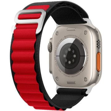 GS Najlonski remen za Apple Watch 1/2/3/4/5/6/7/8/9/10/11/SE Ultra 1/2/3 42/44/45/46/49mm, crna / crvena