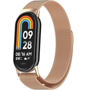 GS Milanski remen za narukvicu za Xiaomi Smart Band 10 / 9 / 8, ružičasto-zlatna