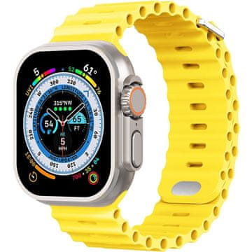 GS Silikonski remen za Apple Watch 1/2/3/4/5/6/7/8/9/10/11/SE Ultra 1/2/3 42/44/45/46/49mm, žuti