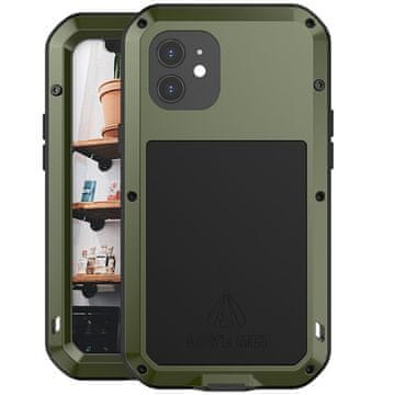 Love Mei maskica za iPhone 12, oklopljena sa staklom, zelena