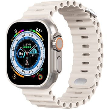 GS Silikonski remen za Apple Watch 1/2/3/4/5/6/7/8/9/10/11/SE Ultra 1/2/3 42/44/45/46/49 mm, bež