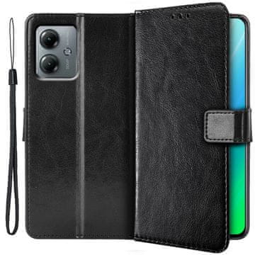 GS Crazy Horse novčanik na preklop za Motorola Moto G14, crna