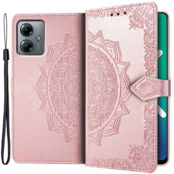 GS Preklopna futrola za Motorola Moto G14, Mandala, ružičasto zlatna