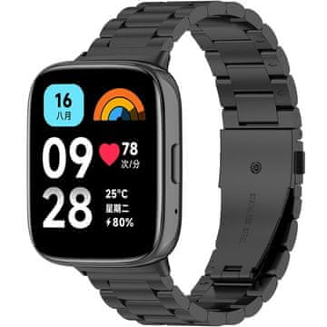 GS Čelična narukvica za Xiaomi Redmi Watch 3 Active, crna