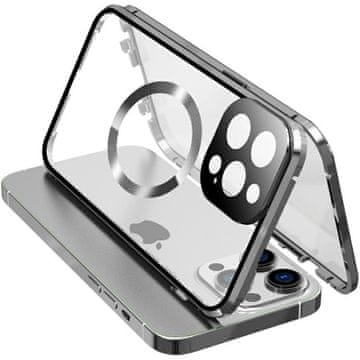 Overboard Magnetska dvostruko staklena MagSafe futrola za iPhone 15 Pro Max, srebrna