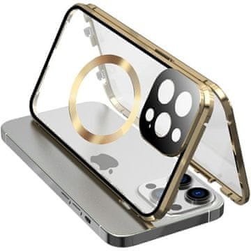 Overboard Magnetska dvostruko staklena MagSafe futrola za iPhone 15 Plus, zlatna