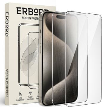 Overboard 2x Kaljeno staklo za iPhone 15 Pro, 9H tvrdo staklo, staklo