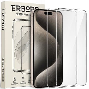 Overboard 2x Kaljeno staklo za iPhone 15 Pro Max, 9H tvrdo staklo, staklo