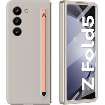 GS Futrola za Samsung Galaxy Z Fold 5 5G sa staklom i olovkom, siva/ružičasta