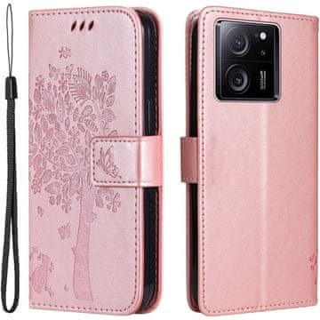 GS Preklopna futrola za Xiaomi 13T / 13T Pro, leptir, ružičasto zlato