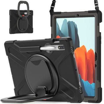 GS Futrola za Samsung Galaxy Tab S10 Lite / S10 FE / S9 FE / S9 / S8 / S7, oklopljena, rotacija za 360 stupnjeva, crna
