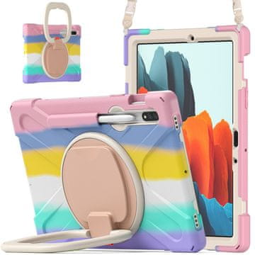 GS Futrola za Samsung Galaxy Tab S10 Lite / S10 FE / S9 FE / S9 / S8 / S7, oklopljena, rotirajuća za 360 stupnjeva, šarena