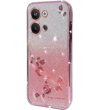 GS Infinix Note 30 VIP maskica, svjetlucavi cvijet, ružičasto zlatna