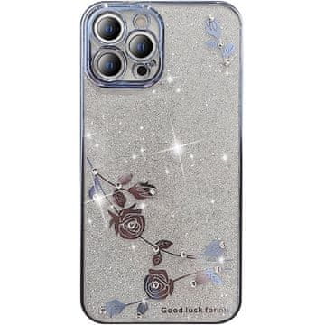 GS Futrola za iPhone 14 Pro Max, cvijet s svjetlucavim efektom, plava