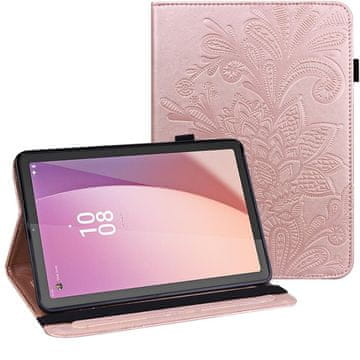 GS Futrola za Lenovo Tab M9, sa stalkom, cvijet, ružičasto zlatna