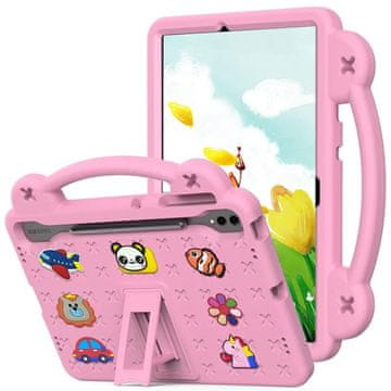 GS Futrola za Samsung Galaxy Tab S9 FE+ Plus, Slatki uzorci, sa stalkom, Roza