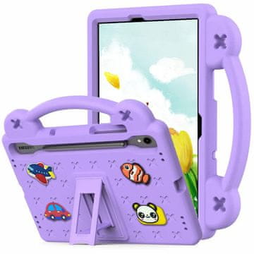 GS Futrola za Samsung Galaxy Tab S10 Lite / S10 FE / S9 FE, Slatki uzorci, sa stalkom, ljubičasta