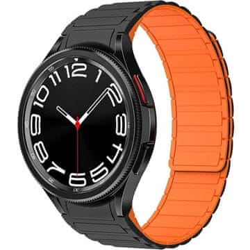 GS Magnetni remen za Samsung Galaxy Watch 4/5/6/7/FE 40/42/43/44/45/46/47 mm, crna/narančasta