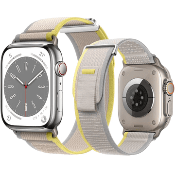 GS Najlonski remen za Apple Watch 1/2/3/4/5/6/7/8/9/10/11/SE Ultra 1/2/3 42/44/45/46/49 mm, bež/žuta