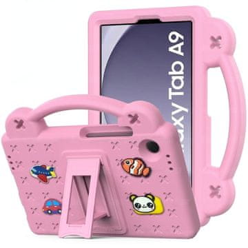 GS Futrola za Samsung Galaxy Tab A11 / A9, Slatki uzorci, sa stalkom, Roza