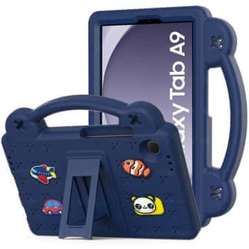 GS Futrola za Samsung Galaxy Tab A11 / A9, Slatki uzorci, sa stalkom, Tamnoplava