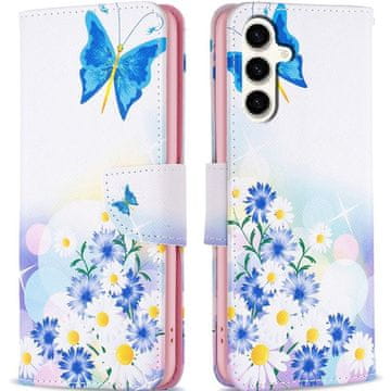 GS Preklopna maskica za Samsung Galaxy S23 FE, novčanik, leptir i cvijeće, bijela