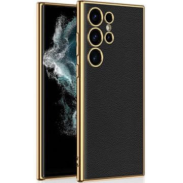 GKK Futrola za Samsung Galaxy S24 Ultra, Electro Frame kožna maska, crna