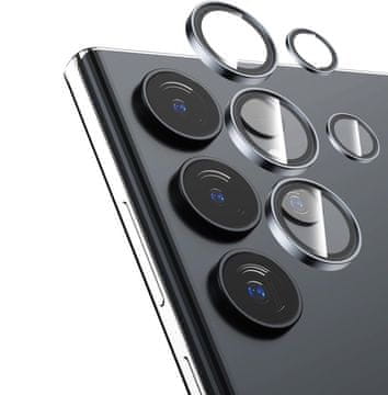 Overboard 2x sivo staklo za kameru za Samsung Galaxy S24 Ultra, objektiv kamere, sivi okvir