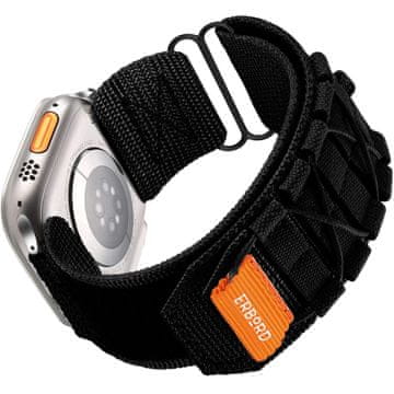 Overboard Runner najlonski remen za Apple Watch 1/2/3/4/5/6/7/8/9/10/11/SE Ultra 1/2/3 42/44/45/46/49mm, crni