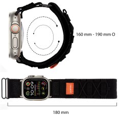 Overboard Runner najlonski remen za Apple Watch 1/2/3/4/5/6/7/8/9/10/11/SE Ultra 1/2/3 42/44/45/46/49mm, crni